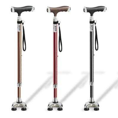 China PVC Adjustable Elderly Walking Cane With Led Base Old Man Lightweight Detachable Walking Stick for sale