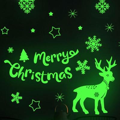 China Luminous Christmas Decorations LEMON Christmas Decorations Stickers Merry Christmas Window Stickers Elks Snowflake Elks Glass Wall Party Supplies for sale