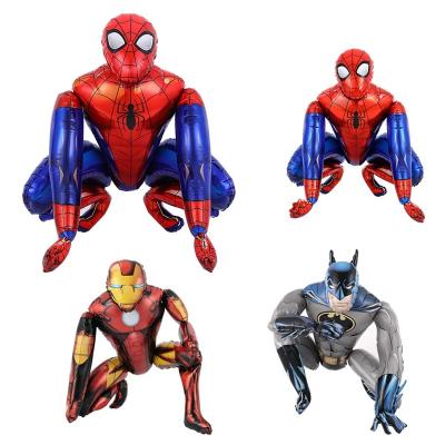 China Gift toy superhero 3D aluminum helium balloon spiderman kids play stand kids birthday party decoration wholesale for sale