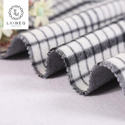 China Plaid STOCK Newest Design Soft Black Plaid Brushed Woolen Fabric For Overcoats for sale