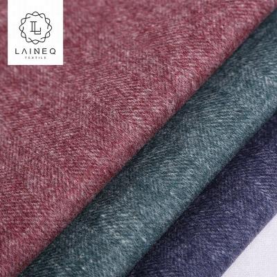 China RUNNING Breathable Mens Cashmere Blend Brushed Wool Herringbone Fleece Herringbone Suiting Fabric for sale