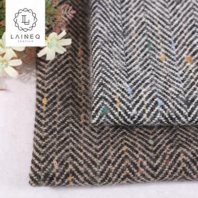 China Color herringbone luxury fiber design brand wool fleece plush tweed fishbone fabric for sale