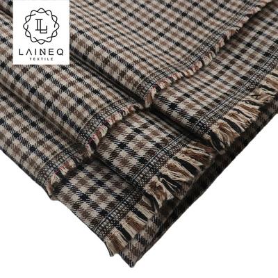 China Custom made spandex plaid 65%T 33%R 2%SP breathable TR good price reviews dubai men suit fabric for wholesale for sale