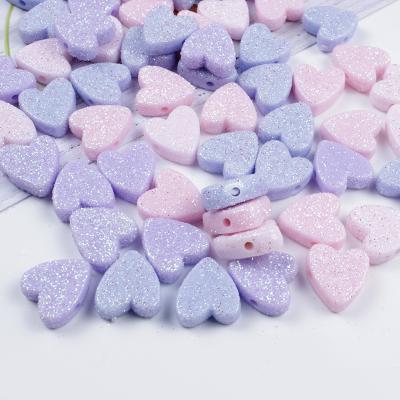 China Jewelry Making 100Pcs 4 Color Acrylic Bead Love Heart Loose Spacer Beads For Jewelry Making DIY Bracelet Accessories Select Color for sale