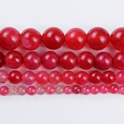 China Bracelet 4/6/8/10/12mm Natural Stone Beads Rose Red Burst Flower Agate Deep Around Loose Beads For Making DIY Bracelet Accessories for sale