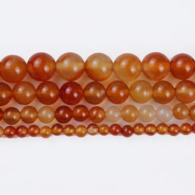 China Jewelry Making 4/6/8/10/12/14mm Natural Stone Beads Natural Red Agate Round Smooth Loose Beads For Making DIY Bracelet Earrings Accessories for sale