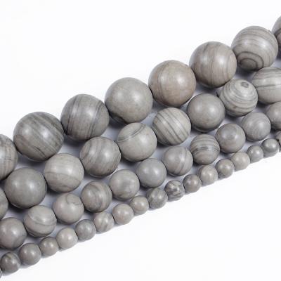 China Natural Stone Bead Gray Line Stone Round Smooth Loose Beads For Making DIY Bracelet Earrings Accessories15