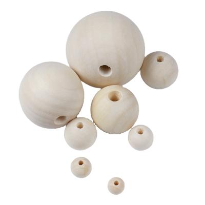 China DIY 6-50mm Wooden Natural Wood Spacer Beads Eco-friendly Wooden Balls Eco-friendly Baby Color Round Bead Accessories Wholesale for sale