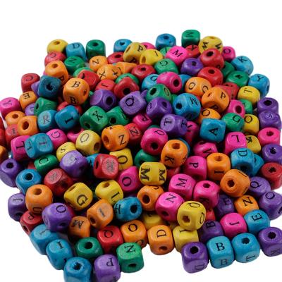 China Wooden Square Beads Letters Alphabet Bead Jewelry 8/10mm Loose For Diy Necklace Bracelet Wood Handmade Accessories Mix for sale