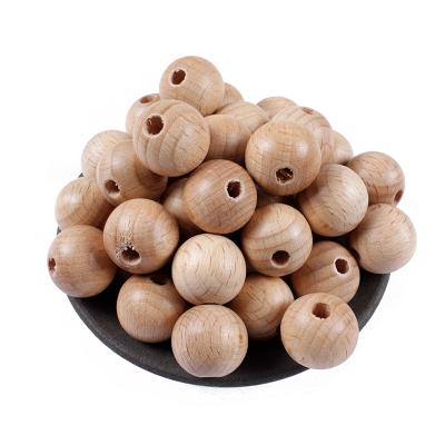 China 10mm/12mm/14mm/15mm/16mm Beech Wood Ball Wooden Spacer Bead For Charm Bracelet Baby Safe Wholesale Wooden Round Teether Bead for sale