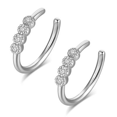 China New Arrival Cute Rhinestone Clip On Mini Ear Cuff Earrings Stainless Steel Gold No Hole Piercing Stud Earrings For Women gir for sale