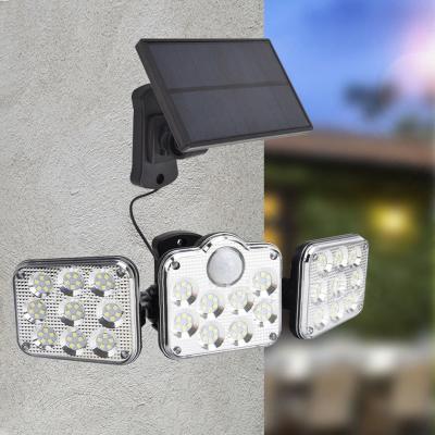 China Solar Powered Three Super Bright Garden LED Motion Sensor Wall Lights Garden Yard Outdoor Waterproof Sunlight Lighting Solar Lamp for sale