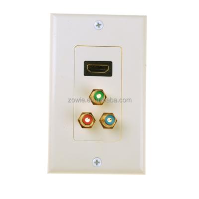 China Gold Plated Copper Body OEM Lighting Plates Standard Wall Plate Rca Connector Female for sale