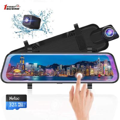 China Firstscene NIGHT VISION 9.66 Inch Dual 1080P IPS Touch Screen Rear View Mirror FHD Streaming Dash Cam for sale