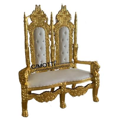 China Super Comfortable Cheap Luxury Double Seat Princess King Throne High Back Chair For King Wedding White And Silver Wedding Throne Chair for sale