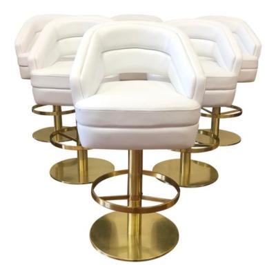 China Super Comfortable Modern Gold Metal Home High Stool Bar Chair Nordic High Bar Leather Chair With Backrest for sale