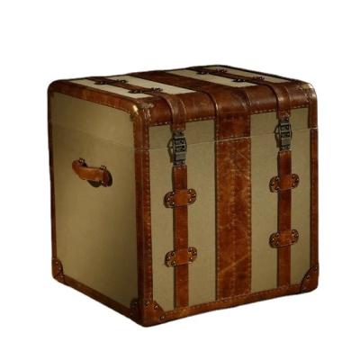 China High End And Luxury Vintage Tall Drawer Antique Leather Storage Trunk for sale