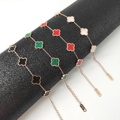 China 18k Casual/Sporty Rose Net Red Titanium Steel Bracelet Four Leaf Clover Gold Fashion Shell Personality Design Non-fading Female Jewelry for sale