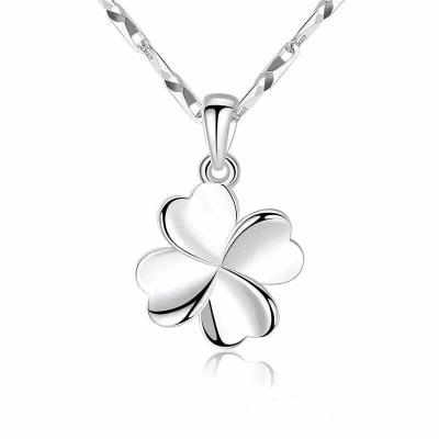 China CLASSIC charm fashion factory s925 sterling silver jewelry turning 4 leaf shiny clover female clavicle chain for sale