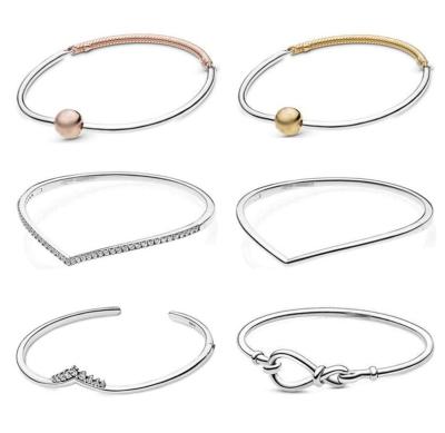 China CLASSIC Silver Jewelry S925 Pan DIY Accessories Rose Gold Three Segment Base Chain Bracelet for sale