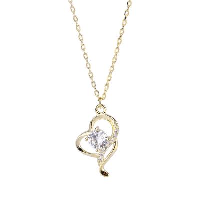 China Charm Fashion Factory Wholesale Cute Simple Love Inlaid Zircon Insist Style Pendant Necklace for sale