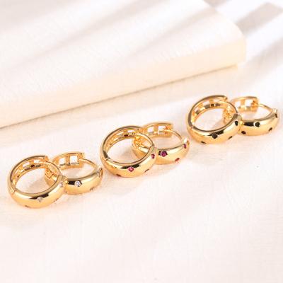 China Fashion Trendy New Factory Wholesale Plating 925 Zircon Copper Micro Inlaid Round Earrings For Women for sale