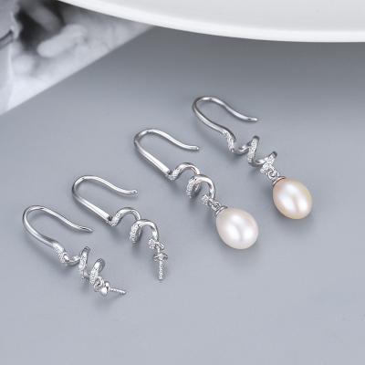 China Simple Fashion Cute S925 Sterling Silver Wire Ear Hook Twisted Freshwater Pearl Micro-Inlaid Zircon Earrings Jewelry for sale