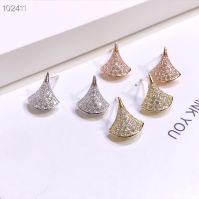 China Fashion jewelry gift factory simple wholesale new S925 Sterling Silver Stud Earrings Skirt Zircon CLASSIC earrings for sale