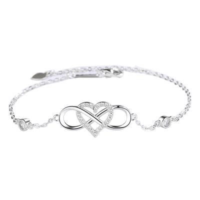 China S925 Sterling Silver CLASSIC Figure 8 Heart Bracelet Fashion Diamond Jewelry Bangle Jewelry for sale