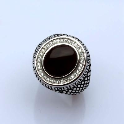 China Factory Wholesale Charm Agate Men's Ring Oil S925 Silver Jewelry Romantic Fashion Retro for sale