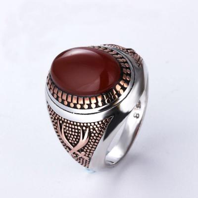 China Wholesale S925 SilverAgate Trendy Men's Ring Others Charm Factory Fashion Oil S925 Silver Jewelry Retro for sale