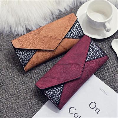 China 2020 new fashion waterproof patchwork mother-son simple wallet lady holding foreign occasions long PU leather wallet for sale