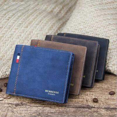 China New waterproof frosted men's wallet shorts, large capacity, multifunctional, fashion and retro triple wallet for sale