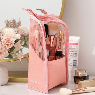 China New fashion makeup brush bucket, web celebrity facial and lipstick and eyebrow pencil and portable transparent bag for sale