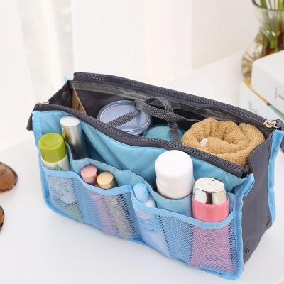 China Fashion Line Carte Blanche Carry Double Zipper Inside Multifunction Toiletry Things Finishing Cosmetic Bag for sale