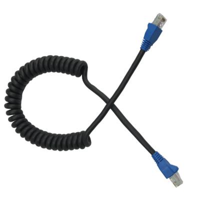 China Computer spring rj45 cable Ethernet Cat5e cat6 UTP coiled spiral cable communication cable for sale