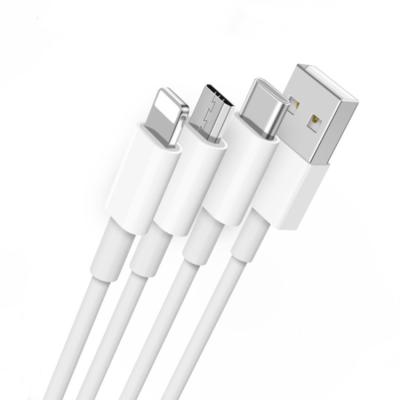 China Hot Selling Amazon Phone 3 in 1 Micro USB Cable Fast Charging USB Data Cable 6A 3 in 1 Cable for sale