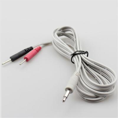 China Customize Plug 2 to 2mm Leads Cable 2.5mm Medical Audio Jack Electrode Pin EEG Electrodes Cable Black Red ecg Cable for sale