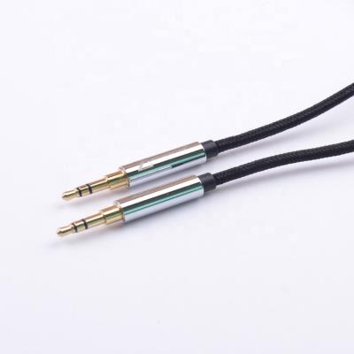 China Speaker 3.5mm male to male gold plated aux audio cable. silver metallic connectors for sale