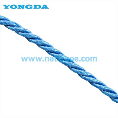 China Blauw 16 mm 3-streng polypropyleen touw voor aanmeren/landbouw/visserij/bouw/marine Te koop