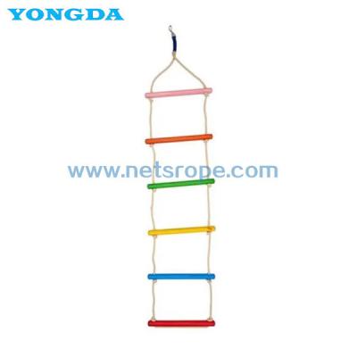 China Colorful Children Climbing Training Wooden Rope Ladder For Kindergarten for sale
