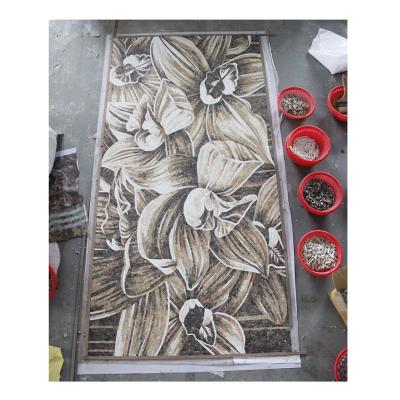 China ZF Parquet Customized Flower Mosaic Slab Hand Cut Art Mosaic Slab Mural Floor and Wall Stone Decor for sale