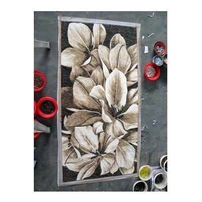 China ZF Parquet Customized Stone Mosaic Slab 100% Hand Cut Mosaic Tile Art Flower Pattern Marble Floor And Wall Decor for sale