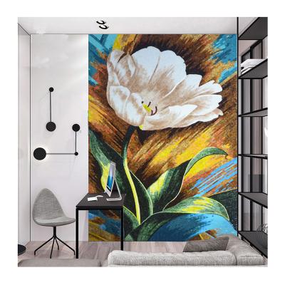 China Beautiful Handmade Parquet ZF Tulip Flower Mosaic Patterns Art Mosaic Wall Picture For Bedroom Decor for sale