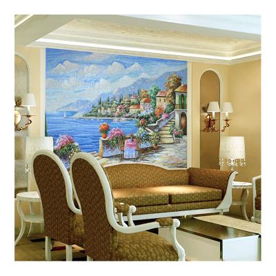 China 100% ZF parquet seaside landscape architecture murals by hands art mosaic patterns kitchen backsplash slab mosaic mural for sale