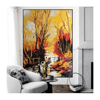 China Custom mosaic art smalti oil painting parquet ZF picture wall mural design for sale