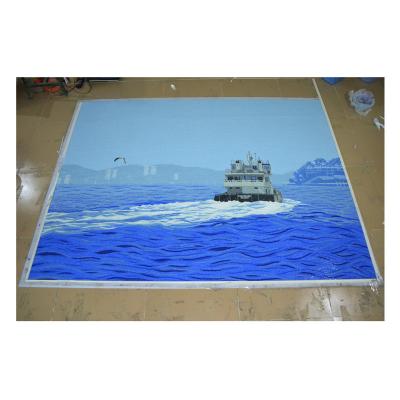 China ZF Parquet Customized Ocean Liner Hand Cut Murals Sea Glass Pattern Mosaic Art Crystal Glass Mosaic Art Wall Painting Decor for sale