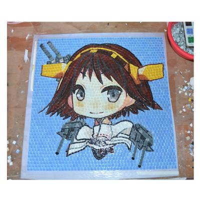 China ZF Parquet Customized Crystal Glass Mosaic Slabs Cartoon Wall Art Painting Luxury Luxury Jigsaw Puzzle for sale