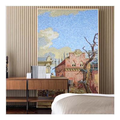 China ZF parquet customized beautiful mosaic display picture of small town century mosaic wall modern glass wall modern art decor for sale