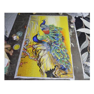 China Fashionable Peacock Mosaic Parquet ZF Style Wall Art Decoration for sale